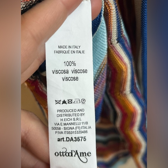 Ottod’Ame Italy Multicolored Knit Viscose V-Neck Tie Back Long Boho Dress - Picture 14 of 16